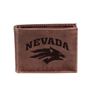 University of Nevada, Bi-Fold Wallet, Brown, CH, 100% Genuine Leather