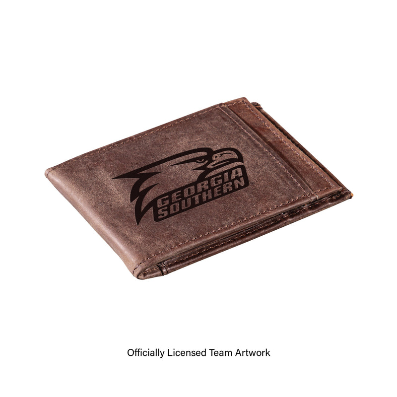 Front Pocket Wallet w/ RFID Blocking, Georgia Southern, Brown