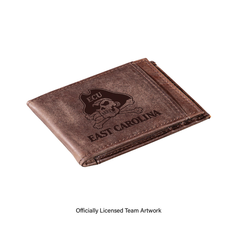 Front Pocket Wallet w/ RFID Blocking, East Carolina University, Brown