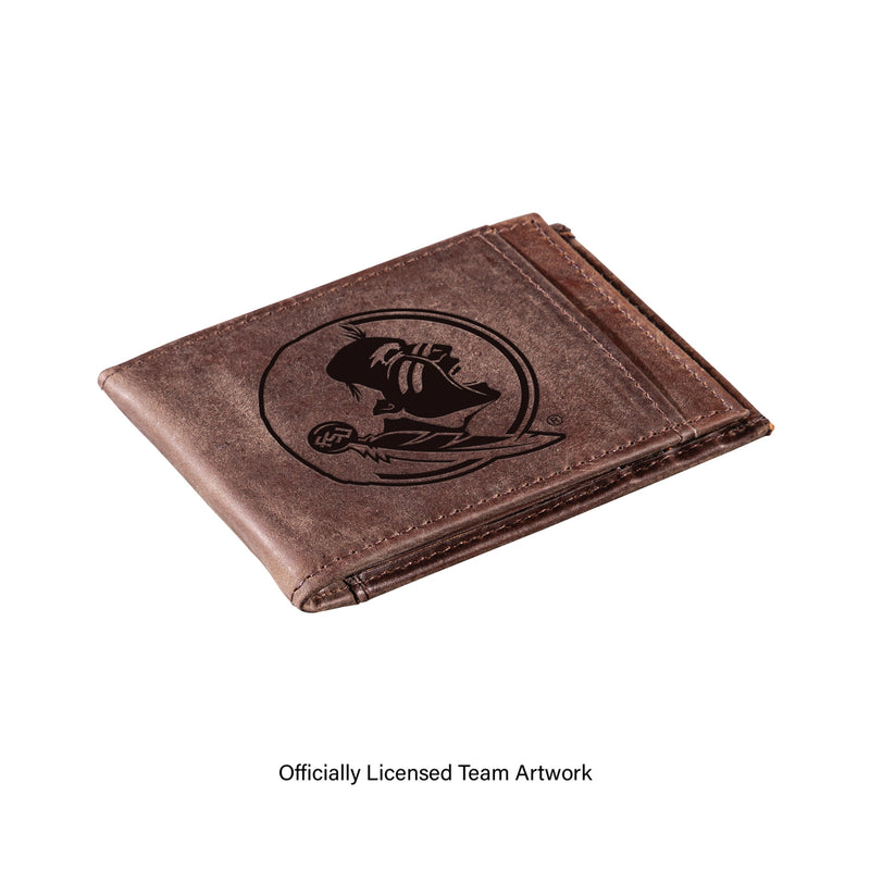 Front Pocket Wallet w/ RFID Blocking, Florida State University, Brown