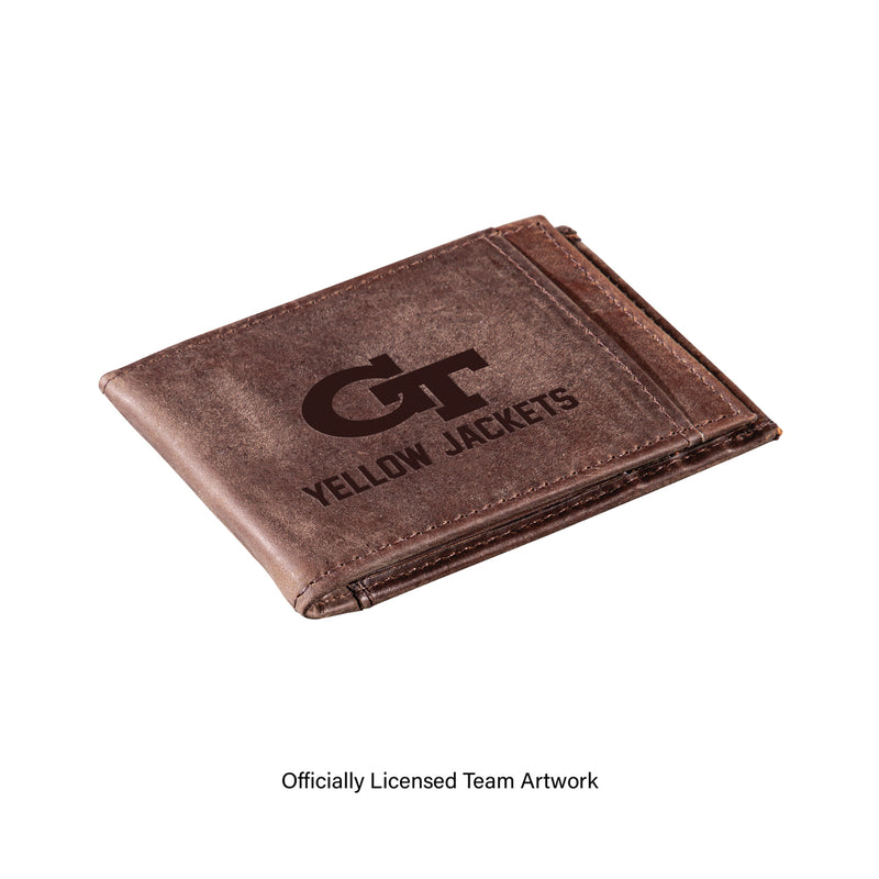 Front Pocket Wallet w/ RFID Blocking, Georgia Tech, Brown