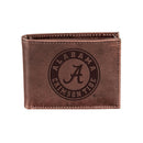 University of Alabama, Bi-Fold Wallet, Brown, CH, 100% Genuine Leather