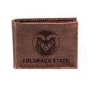 Colorado State University, Bi-Fold Wallet, Brown, CH, 100% Genuine Leather