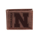 University of Nebraska, Bi-Fold Wallet, Brown, CH, 100% Genuine Leather