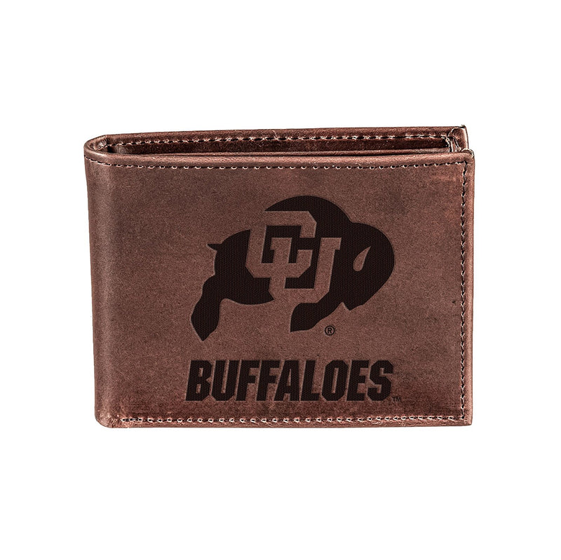 University of Colorado, Bi-Fold Wallet, Brown, CH, 100% Genuine Leather