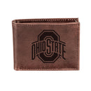Evergreen Gifts,Ohio State, Bi-Fold Wallet, Brown, CH, 100% Genuine Leather,4.25x3.38x0.75 Inches