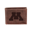 University of Minnesota, Bi-Fold Wallet, Brown, CH, 100% Genuine Leather