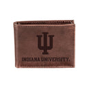 Indiana University, Bi-Fold Wallet, Brown, CH, 100% Genuine Leather