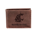 Washington State University, Bi-Fold Wallet, Brown, CH, 100% Genuine Leather