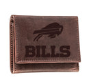 Buffalo Bills, Tri-Fold Wallet, Brown, CH, 100% Genuine Leather