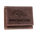 Denver Broncos, Tri-Fold Wallet, Brown, CH, 100% Genuine Leather