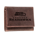 Seattle Seahawks, Tri-Fold Wallet, Brown, CH, 100% Genuine Leather