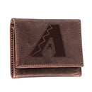 Arizona Diamondbacks Tri-Fold Wallet Brown 100% Genuine Leather