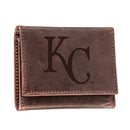 Kansas City Royals Tri-Fold Wallet Brown 100% Genuine Leather