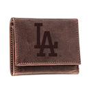 Los Angeles Dodgers Tri-Fold Wallet Brown 100% Genuine Leather