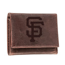 San Francisco Giants Tri-Fold Wallet Brown 100% Genuine Leather