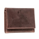 St Louis Cardinals Tri-Fold Wallet Brown 100% Genuine Leather