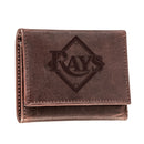 Tampa Bay Rays Tri-Fold Wallet Brown 100% Genuine Leather