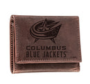 Columbus Blue Jackets, Tri-Fold Wallet, Brown, CH, 100% Genuine Leather