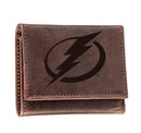 Tampa Bay Lightning, Tri-Fold Wallet, Brown, CH, 100% Genuine Leather