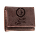 Winnipeg Jets, Tri-Fold Wallet, Brown, CH, 100% Genuine Leather