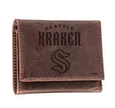 Seattle Kraken, Tri-Fold Wallet, Brown, CH, 100% Genuine Leather