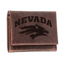 University of Nevada, Reno, Tri-Fold Wallet, Brown, CH, 100% Genuine Leather