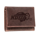 North Dakota State University, Tri-Fold Wallet, Brown, CH, 100% Genuine Leather