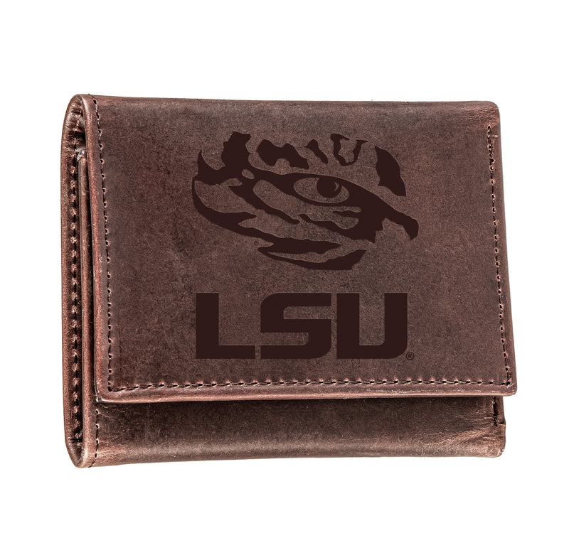 LSU, Tri-Fold Wallet, Brown, CH, 100% Genuine Leather