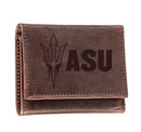 Arizona State University, Tri-Fold Wallet, Brown, CH, 100% Genuine Leather