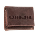 University of Miami, Tri-Fold Wallet, Brown, CH, 100% Genuine Leather