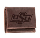 Oklahoma State University, Tri-Fold Wallet, Brown, CH, 100% Genuine Leather
