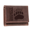 University of Montana, Tri-Fold Wallet, Brown, CH, 100% Genuine Leather
