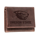 Oregon State University, Tri-Fold Wallet, Brown, CH, 100% Genuine Leather