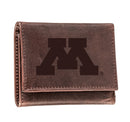 University of Minnesota, Tri-Fold Wallet, Brown, CH, 100% Genuine Leather