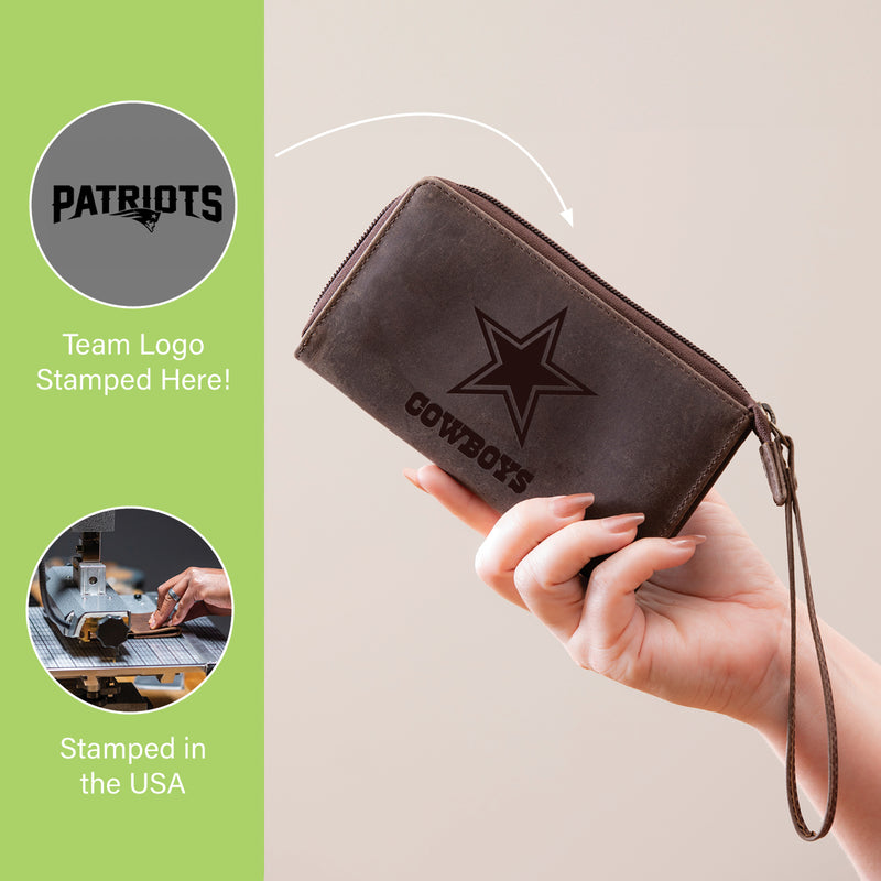 Wristlet Wallet, Brown, New England Patriots