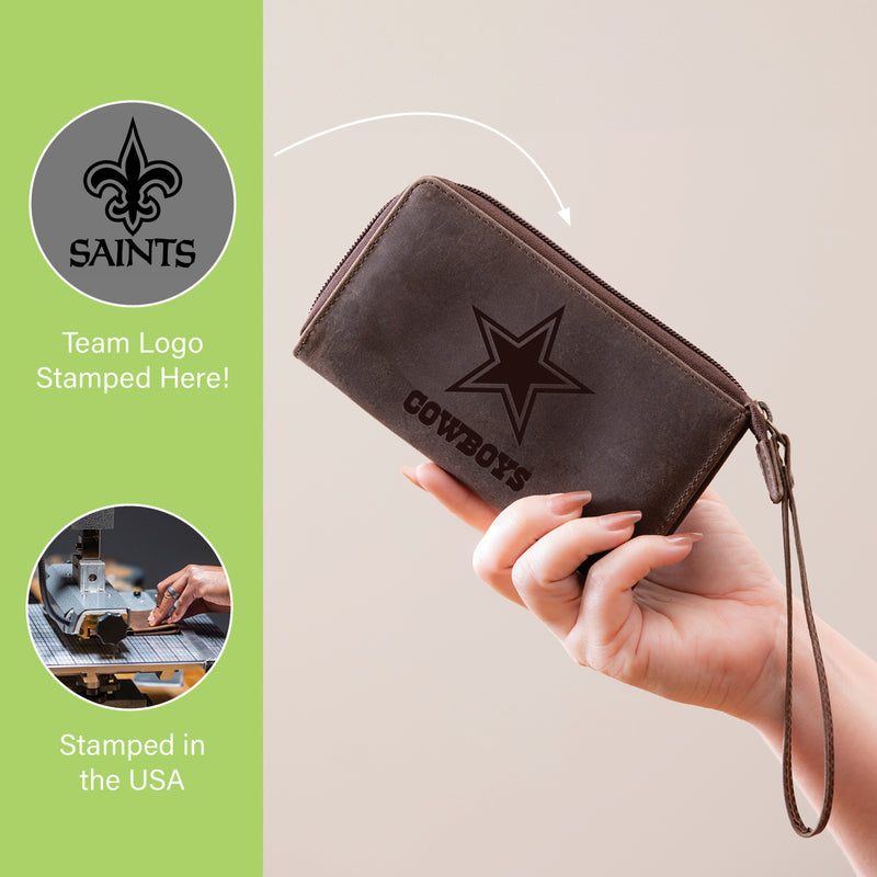 Wristlet Wallet, Brown, New Orleans Saints