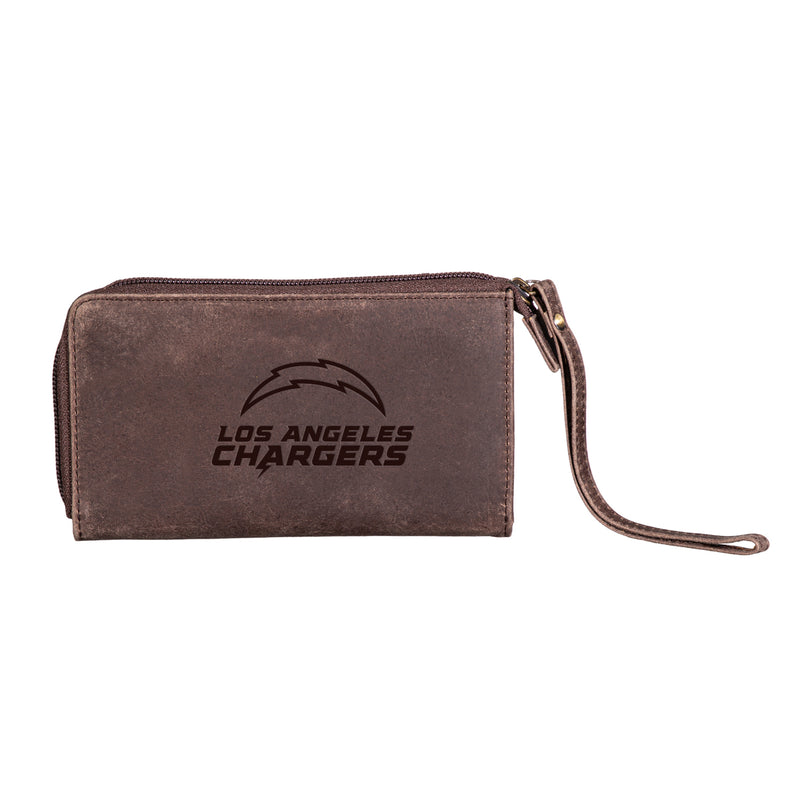 Wristlet Wallet, Brown, Los Angeles Chargers