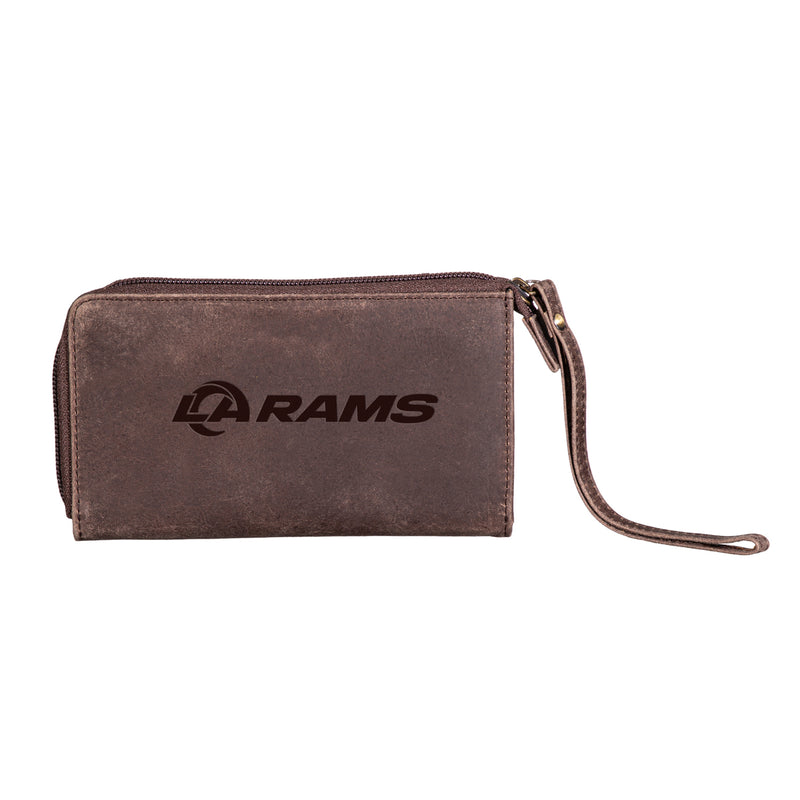 Wristlet Wallet, Brown, Los Angeles Rams