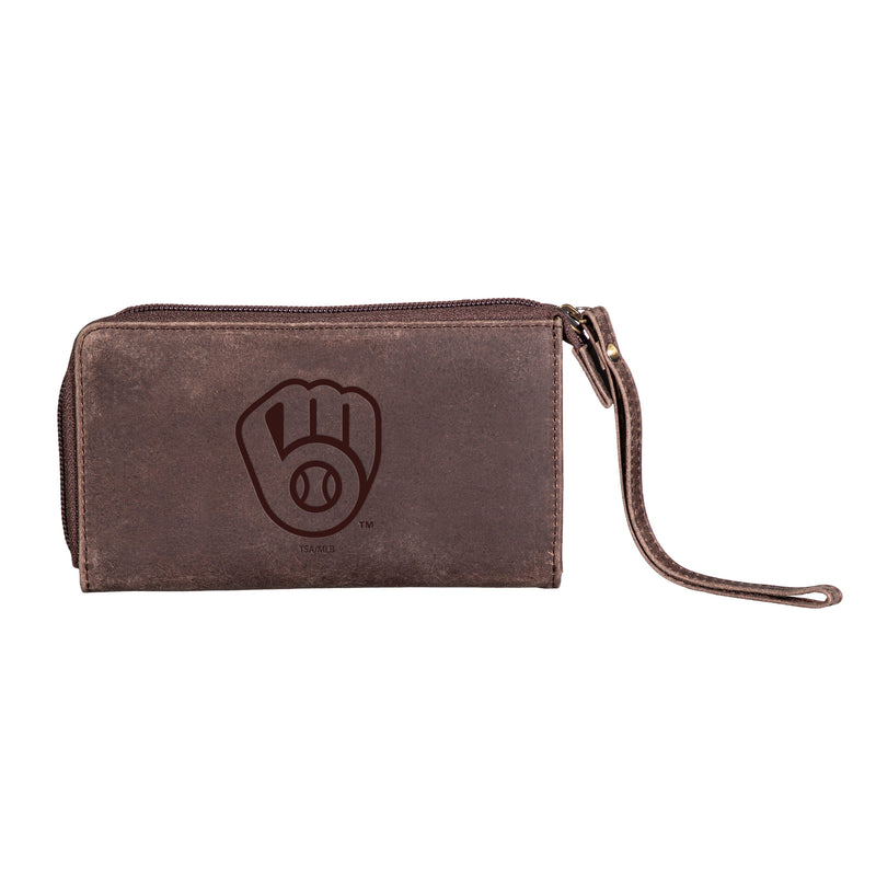 Milwaukee Brewers Wristlet Wallet Brown