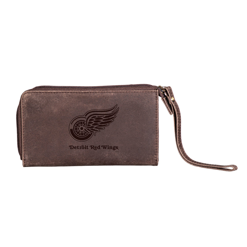 Wristlet Wallet, Brown, Detroit Red Wings