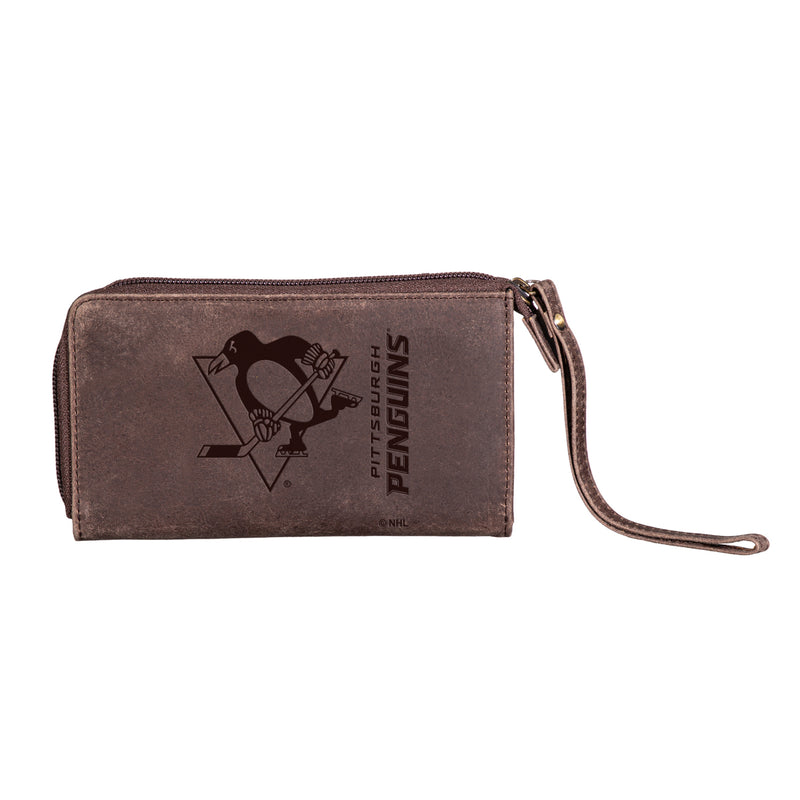 Wristlet Wallet, Brown, Pittsburgh Penguins