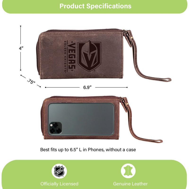 Wristlet Wallet, Brown, Vegas Golden Knights