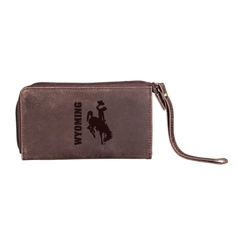 Wristlet Wallet, Brown, University of Wyoming