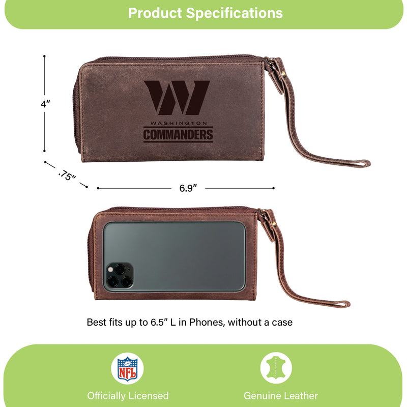 Wristlet Wallet, Brown, Washington Commanders