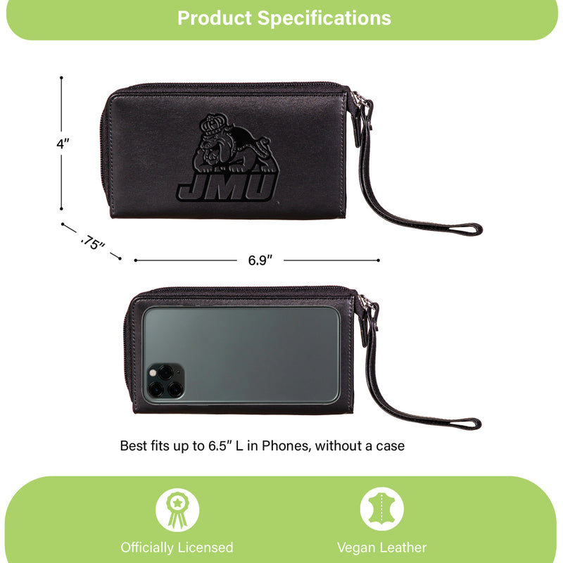 Wristlet Wallet, Black, James Madison University
