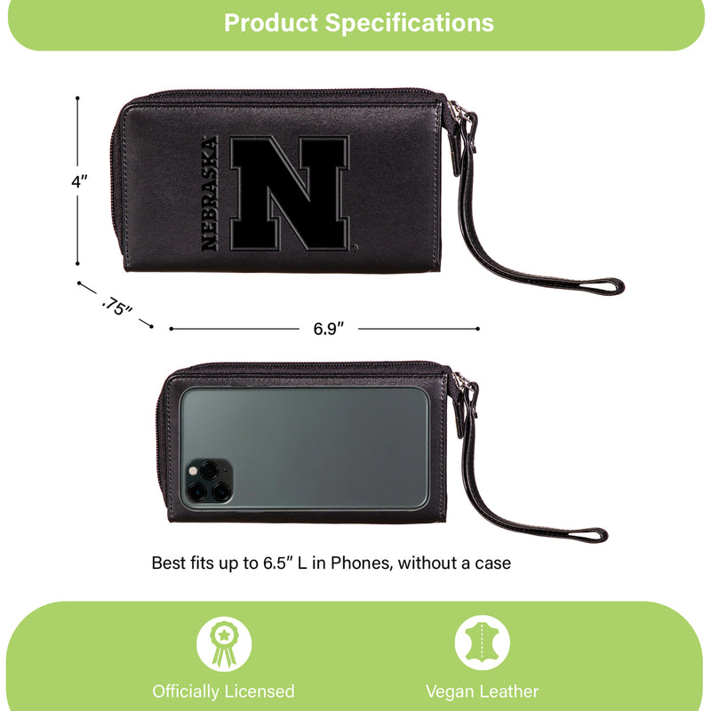 Wristlet Wallet, Black, University of Nebraska