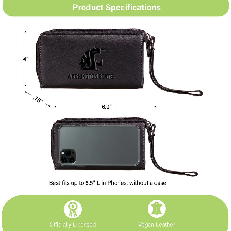 Wristlet Wallet, Black, Washington State University