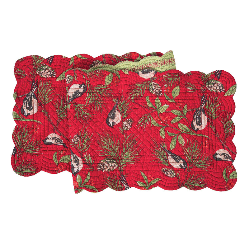 Chickadee Red Table Runner