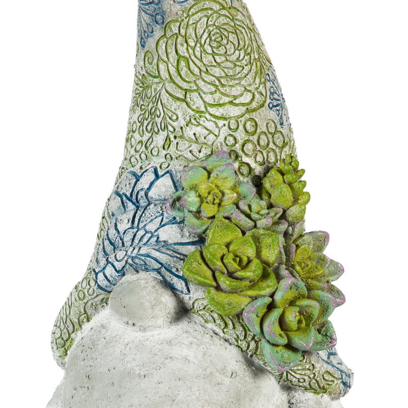 Evergreen Statuary,14"H Succulent Gnome Garden Statuary,7x6.5x14 Inches